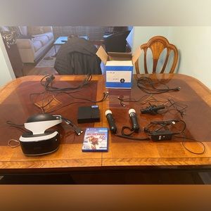 PSVR+HDMI Cord, USB Cord, Controllers, and PS4 Iron Man VR game *Original Box*